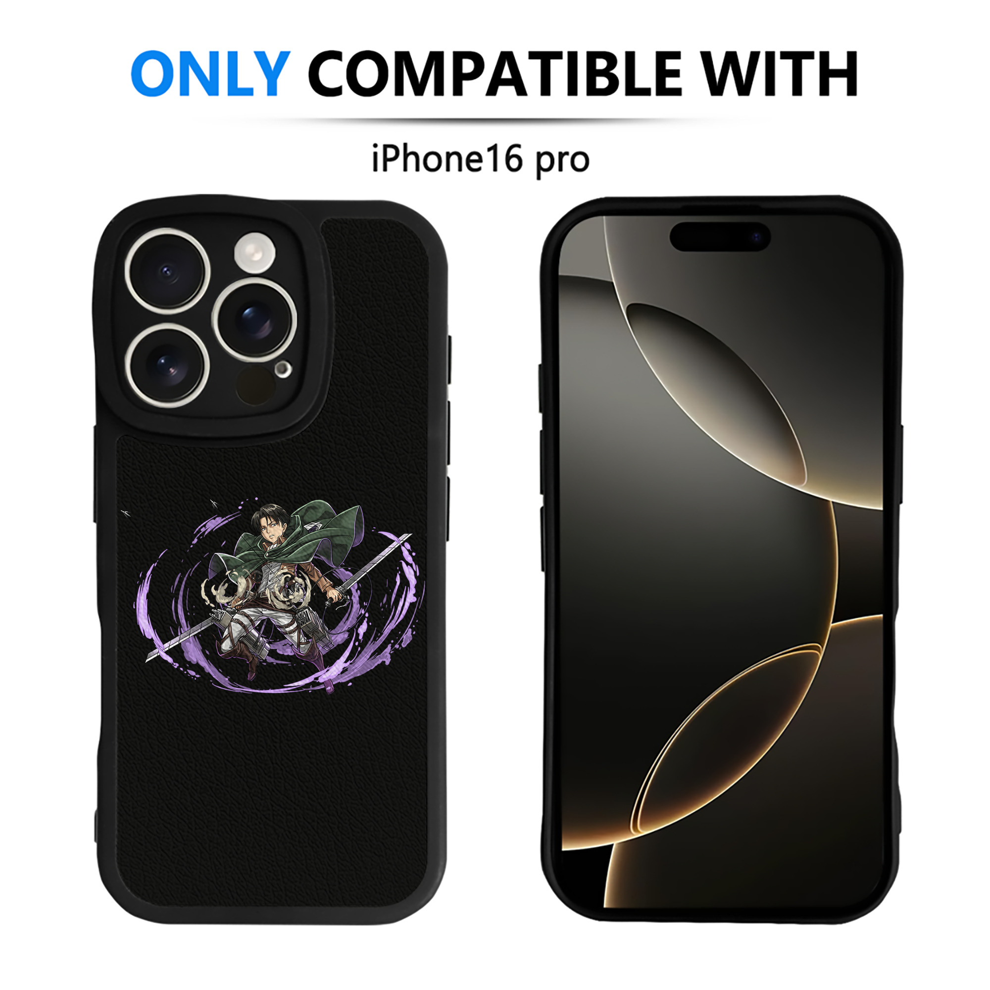 （画像用） 進撃の巨人 リヴァイ·アッカーマン Attack on Titan Levi Ackerman 【iPhone 16シリーズ対応】シリコンスマホケース（レザー調） 材質：シリコン
